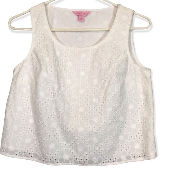 Lilly Pulitzer Daisy Eyelet Crop Top Resort White - Picture 6 of 10